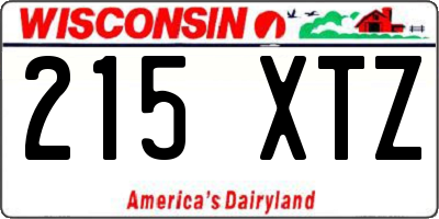 WI license plate 215XTZ