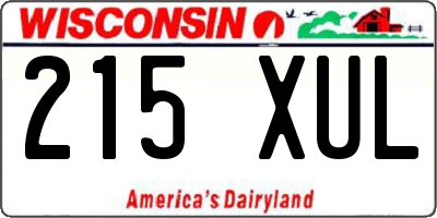 WI license plate 215XUL