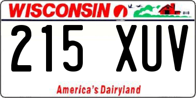WI license plate 215XUV