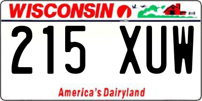 WI license plate 215XUW