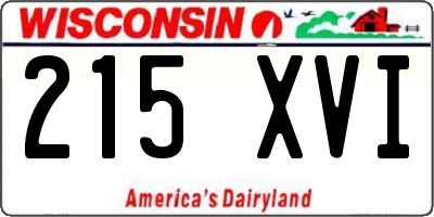 WI license plate 215XVI