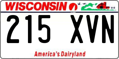 WI license plate 215XVN
