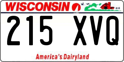 WI license plate 215XVQ