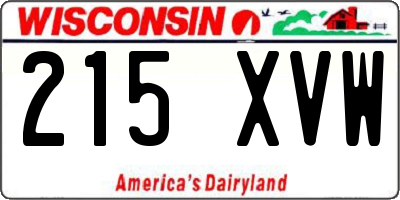 WI license plate 215XVW