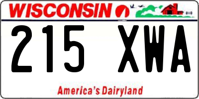 WI license plate 215XWA