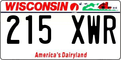 WI license plate 215XWR