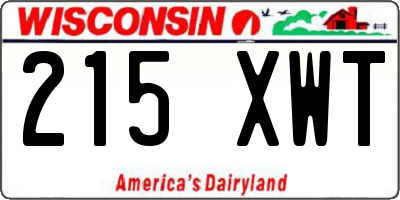 WI license plate 215XWT
