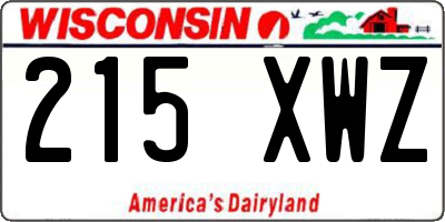 WI license plate 215XWZ