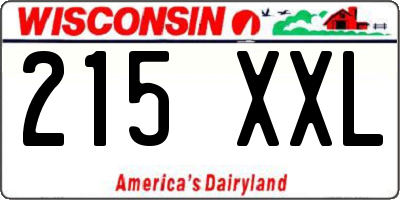 WI license plate 215XXL