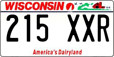 WI license plate 215XXR