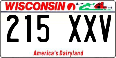 WI license plate 215XXV