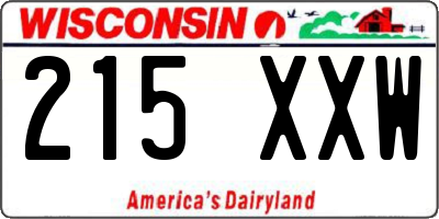 WI license plate 215XXW