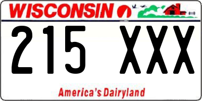 WI license plate 215XXX