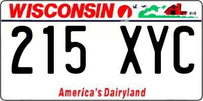 WI license plate 215XYC