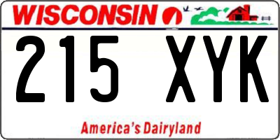 WI license plate 215XYK
