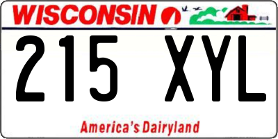 WI license plate 215XYL