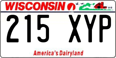 WI license plate 215XYP