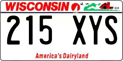 WI license plate 215XYS