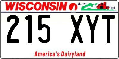 WI license plate 215XYT