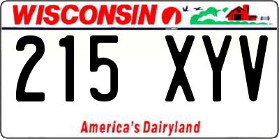 WI license plate 215XYV