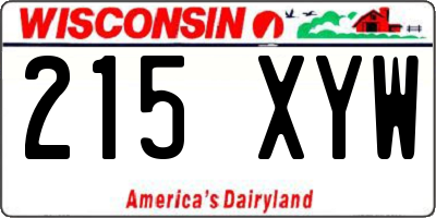 WI license plate 215XYW