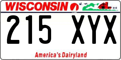 WI license plate 215XYX