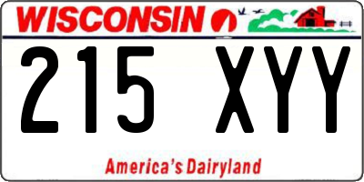 WI license plate 215XYY