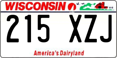 WI license plate 215XZJ