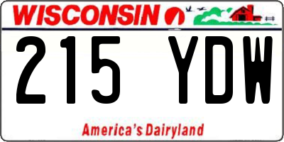 WI license plate 215YDW
