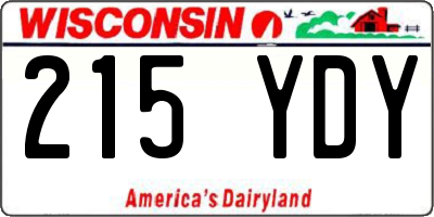 WI license plate 215YDY