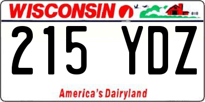 WI license plate 215YDZ