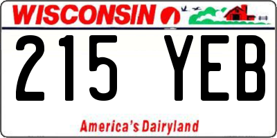 WI license plate 215YEB