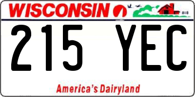 WI license plate 215YEC