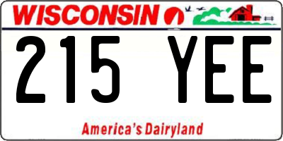 WI license plate 215YEE