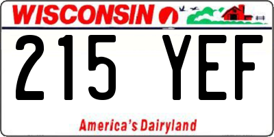 WI license plate 215YEF
