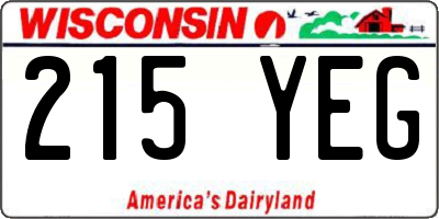 WI license plate 215YEG