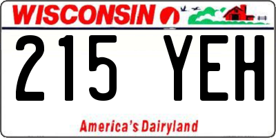 WI license plate 215YEH