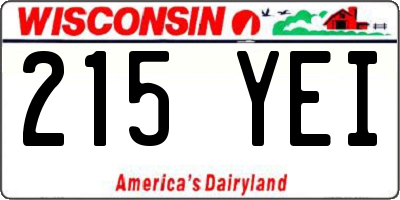 WI license plate 215YEI