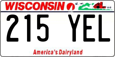 WI license plate 215YEL