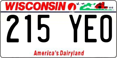 WI license plate 215YEO