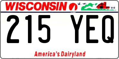 WI license plate 215YEQ
