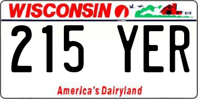 WI license plate 215YER