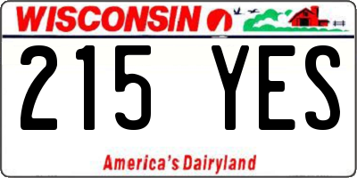WI license plate 215YES