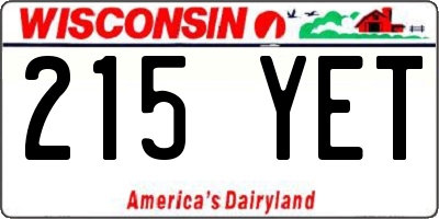 WI license plate 215YET