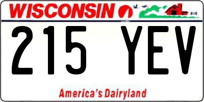 WI license plate 215YEV