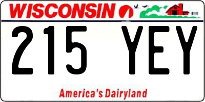 WI license plate 215YEY
