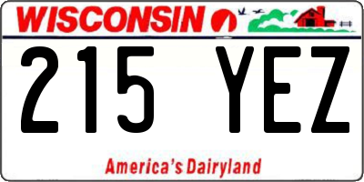 WI license plate 215YEZ