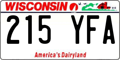 WI license plate 215YFA