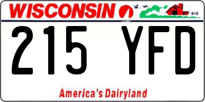 WI license plate 215YFD