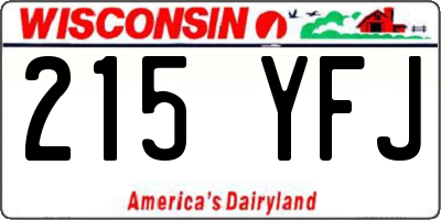 WI license plate 215YFJ